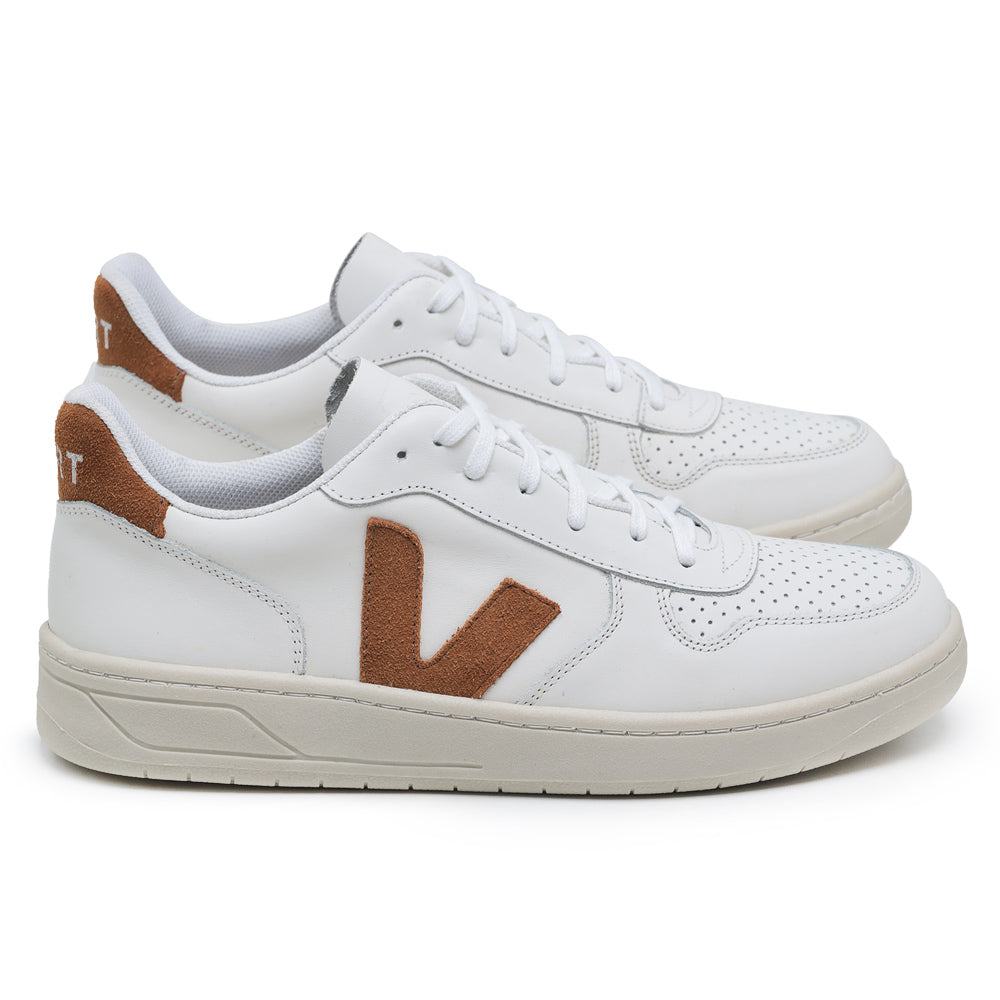 TÊNIS VERT V-10 COURO EXTRA WHITE CAMEL
