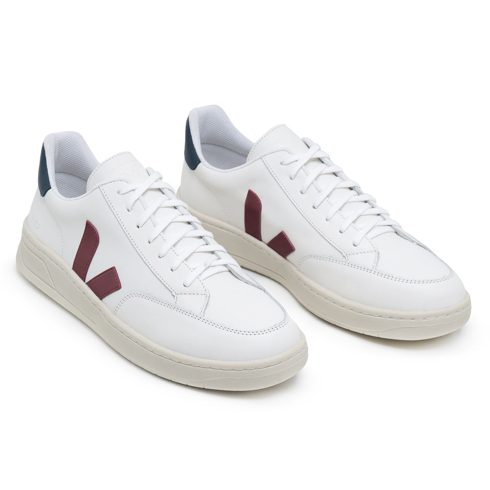 TÊNIS VERT V-12 COURO EXTRA WHITE MARSALA NAUTICO